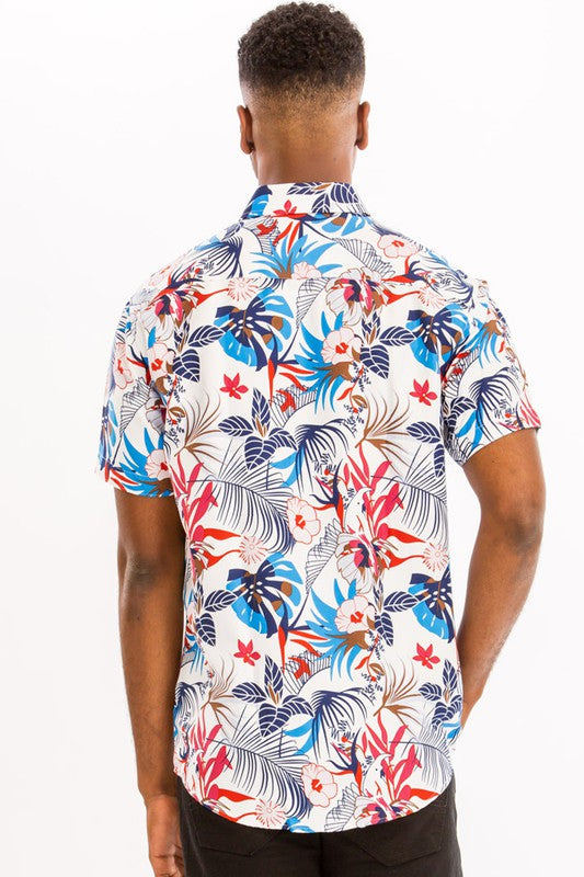 Button down top 55% cotton 45% polyester Chest Pocket Perfect for a comfortable but stylish vacation / beach getaway Color may vary due to lighting on image