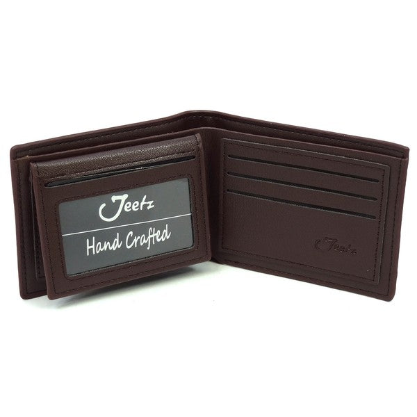 Jeetz Bi-fold Men’s Wallet Faux leather (PU leather) Bi-fold Compact & spacious Card pockets L 4.5 * H 3.5 * W 0.5 Color may vary due to lighting on image.