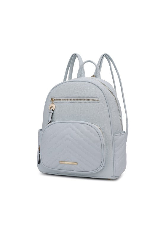Light Blue vegan leather with gold-tone hardware.