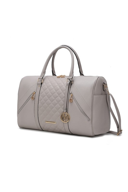 Light Gray duffle bag perfect for travel.
