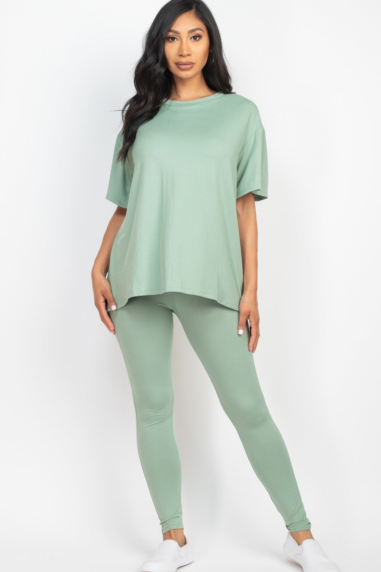 Green Bay short sleeve round neck tights set crafted from high-stretch jersey
