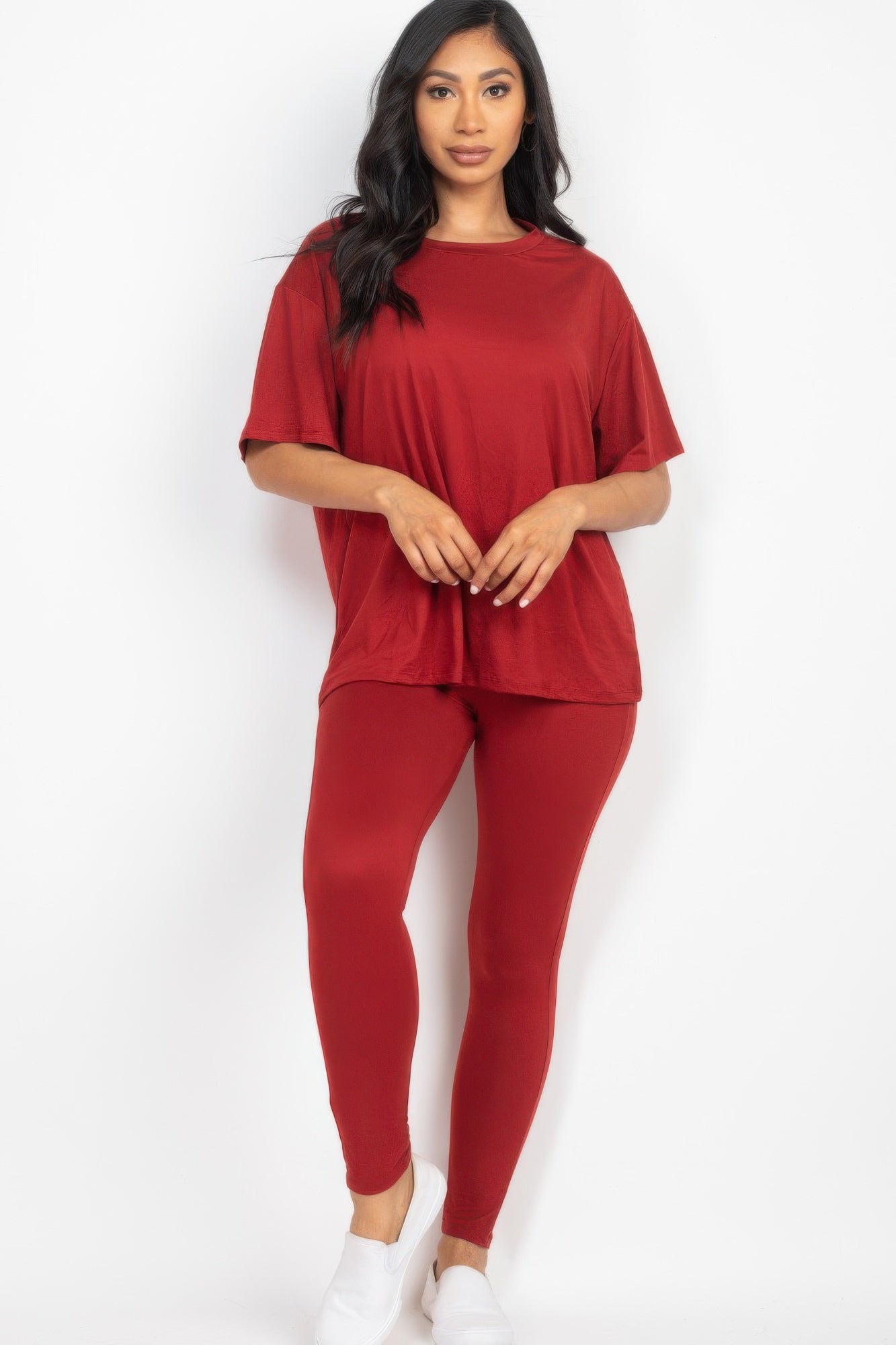 Winery short sleeve round neck tights set crafted from high-stretch jersey