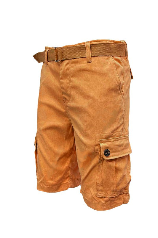 Opt for comfort and style with our cargo shorts. With button closures on the side pockets and easy waist adjustments, this regular fit hits at the knee. Complete the look with the included belt and enjoy maximum functionality with standard and back pockets.