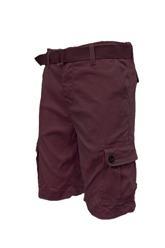 Opt for comfort and style with our cargo shorts. With button closures on the side pockets and easy waist adjustments, this regular fit hits at the knee. Complete the look with the included belt and enjoy maximum functionality with standard and back pockets.