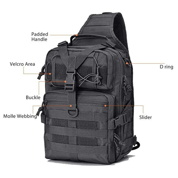 Unleash your inner adventurer with our versatile and long-lasting tactical range bag. Designed with a convenient sling shoulder strap, it effortlessly carries all your essentials and more. Crafted from durable fabric for unrivaled performance, while the mesh backing provides breathability in any climate.