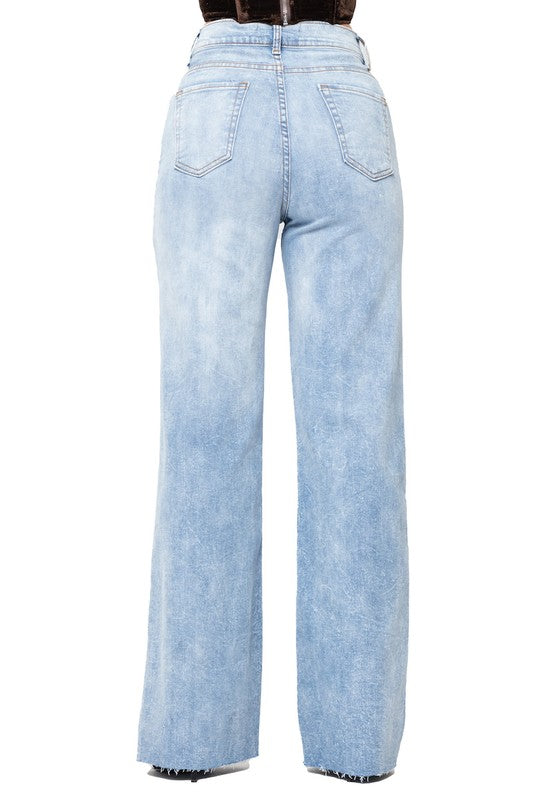 Light blue jeans on a white background