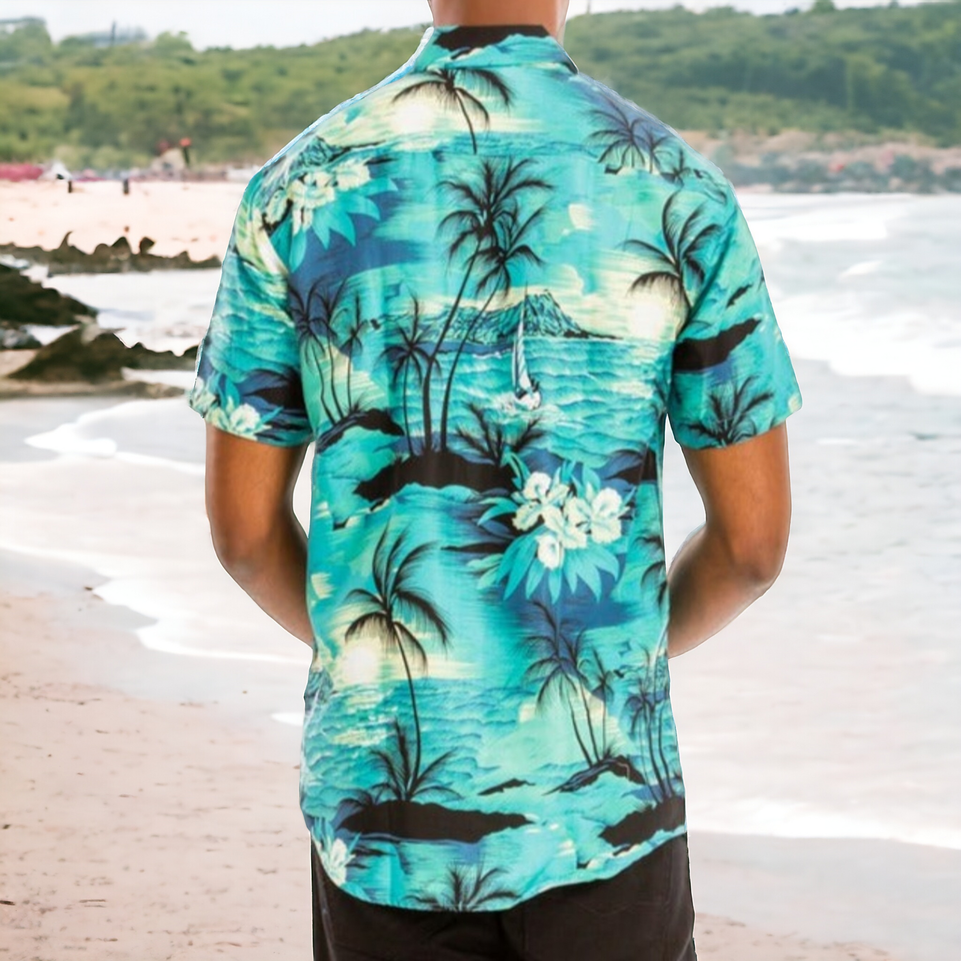 Button down top 55% cotton 45% polyester Chest Pocket Perfect for a comfortable but stylish vacation / beach getaway Color may vary due to lighting on image