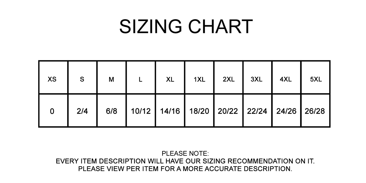 Sizing Scale Sizing Guidelines – Respectfully Dressed